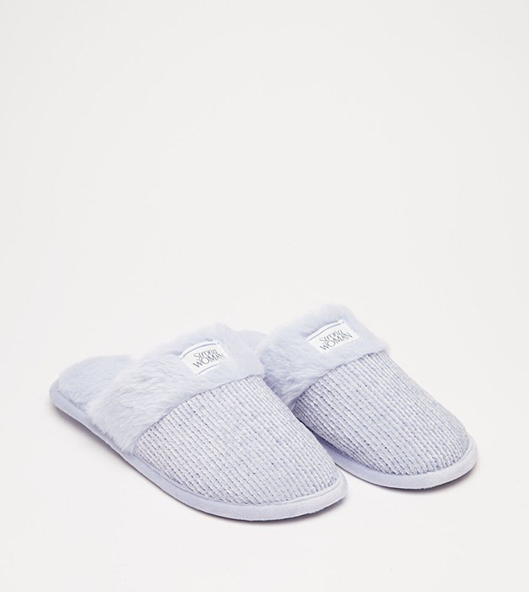 Buy Women secret Closed Toe Furry Home Slippers In Blue 6thStreet UAE