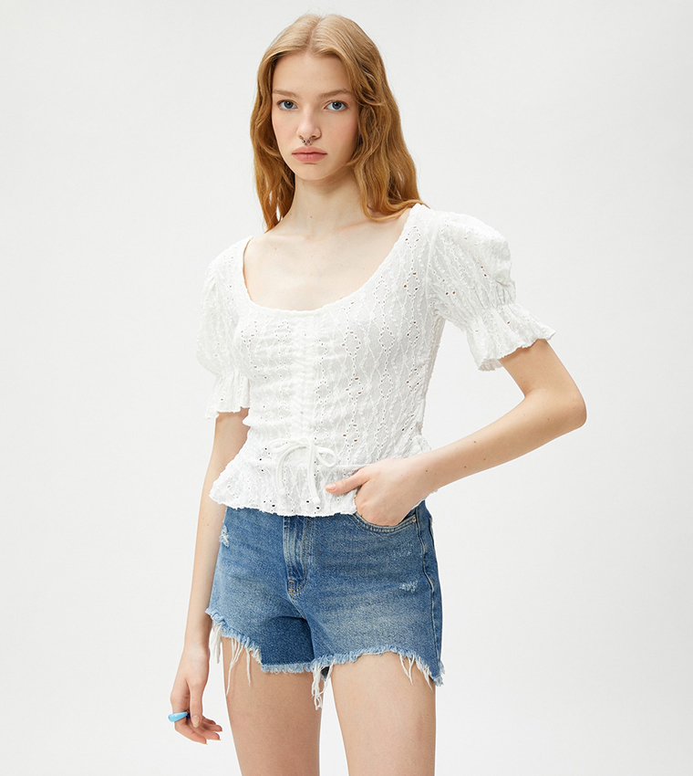 Spring Fling Ivory Lace Puff Sleeve Top