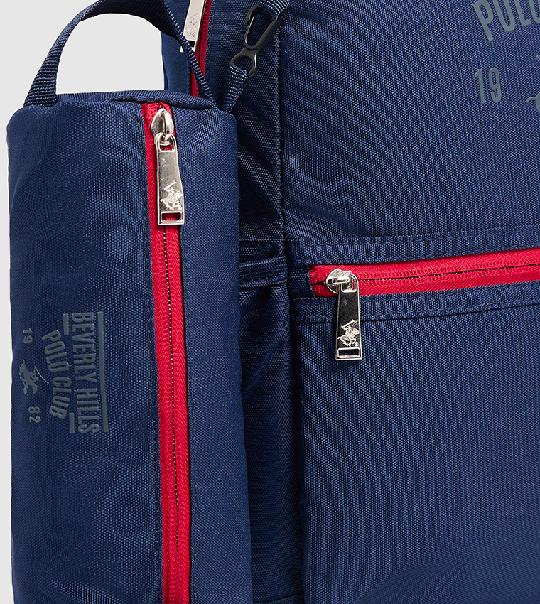 Logo Printed Backpack with Pencil Pouch