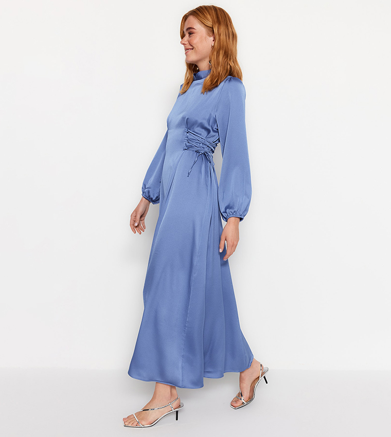 Tie Detail Satin Midaxi Dress