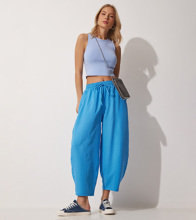 Blue sales baggy trousers