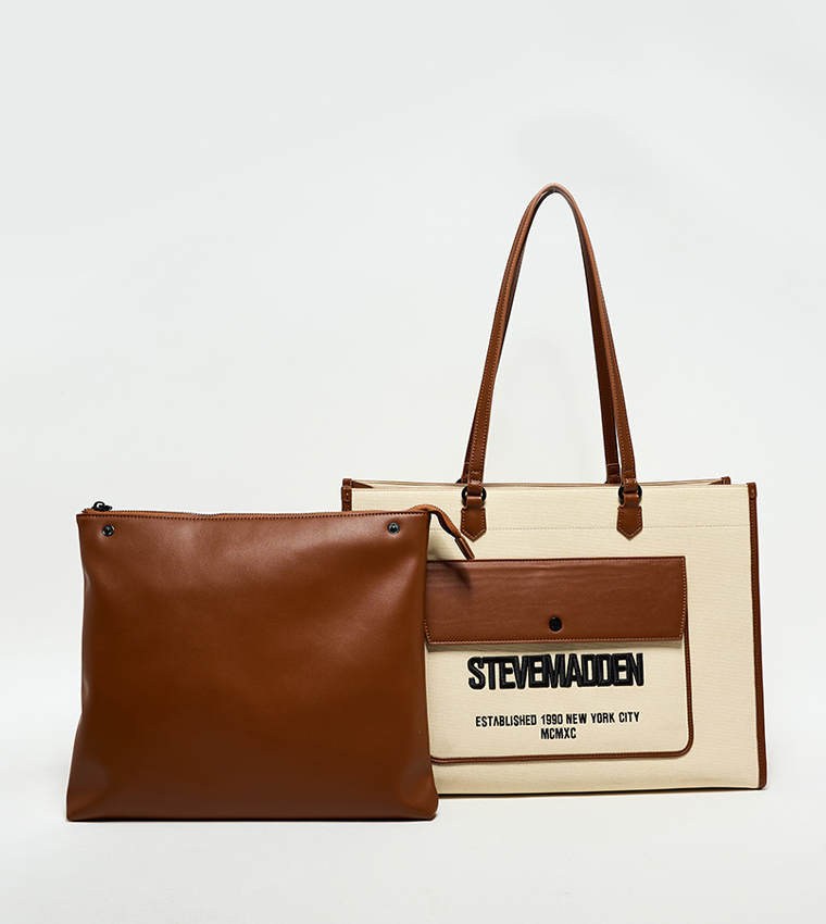 Logo Detail Front Pocket Tote Bag