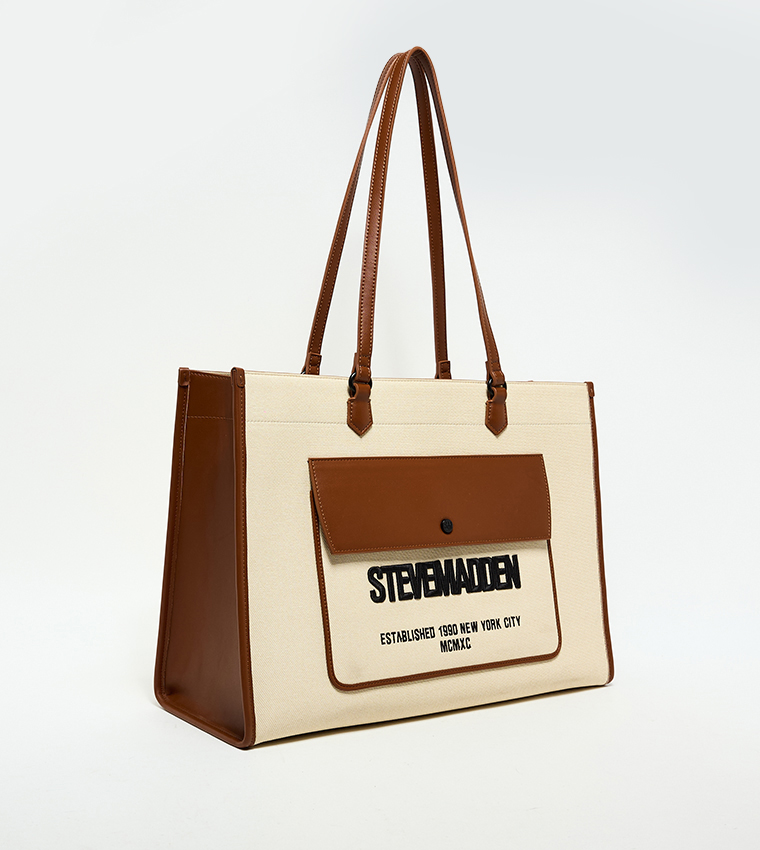 Logo Detail Front Pocket Tote Bag