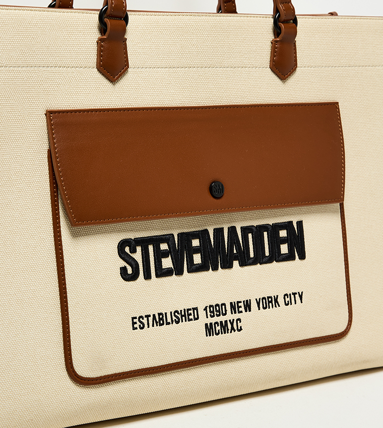 Logo Detail Front Pocket Tote Bag