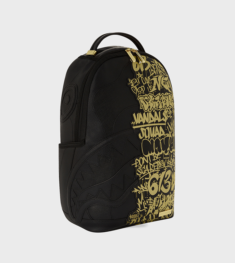 Sprayground black and gold backpack cheap