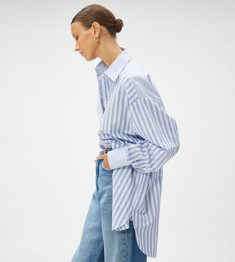Striped Long Sleeves Oversized Shirt