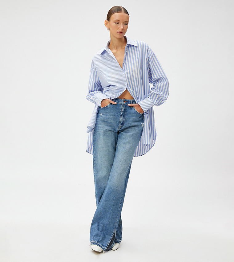 Striped Long Sleeves Oversized Shirt