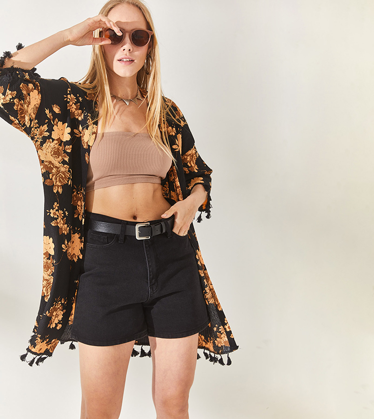 Buy Olalook Printed Tassel Detail Kimono In Multiple Colors