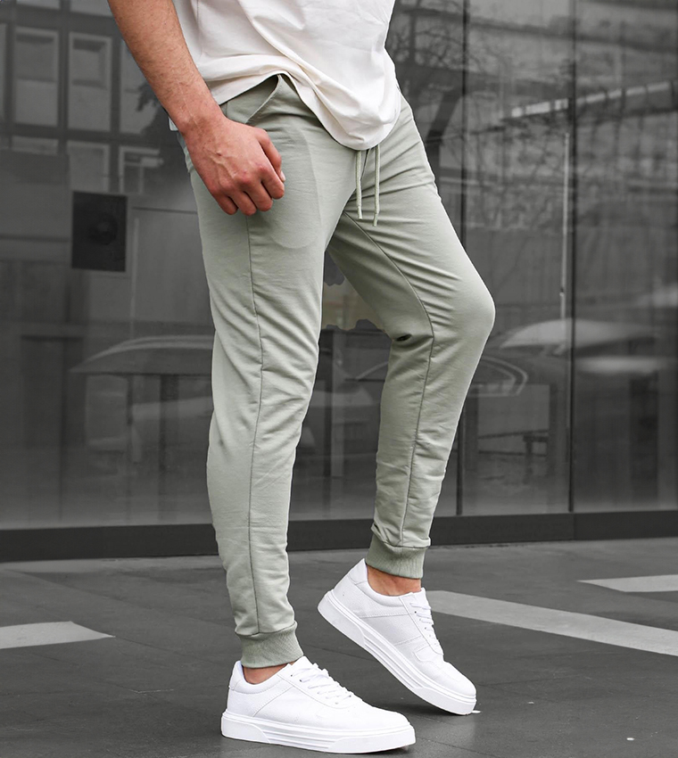 Solid Drawstring Waist Joggers
