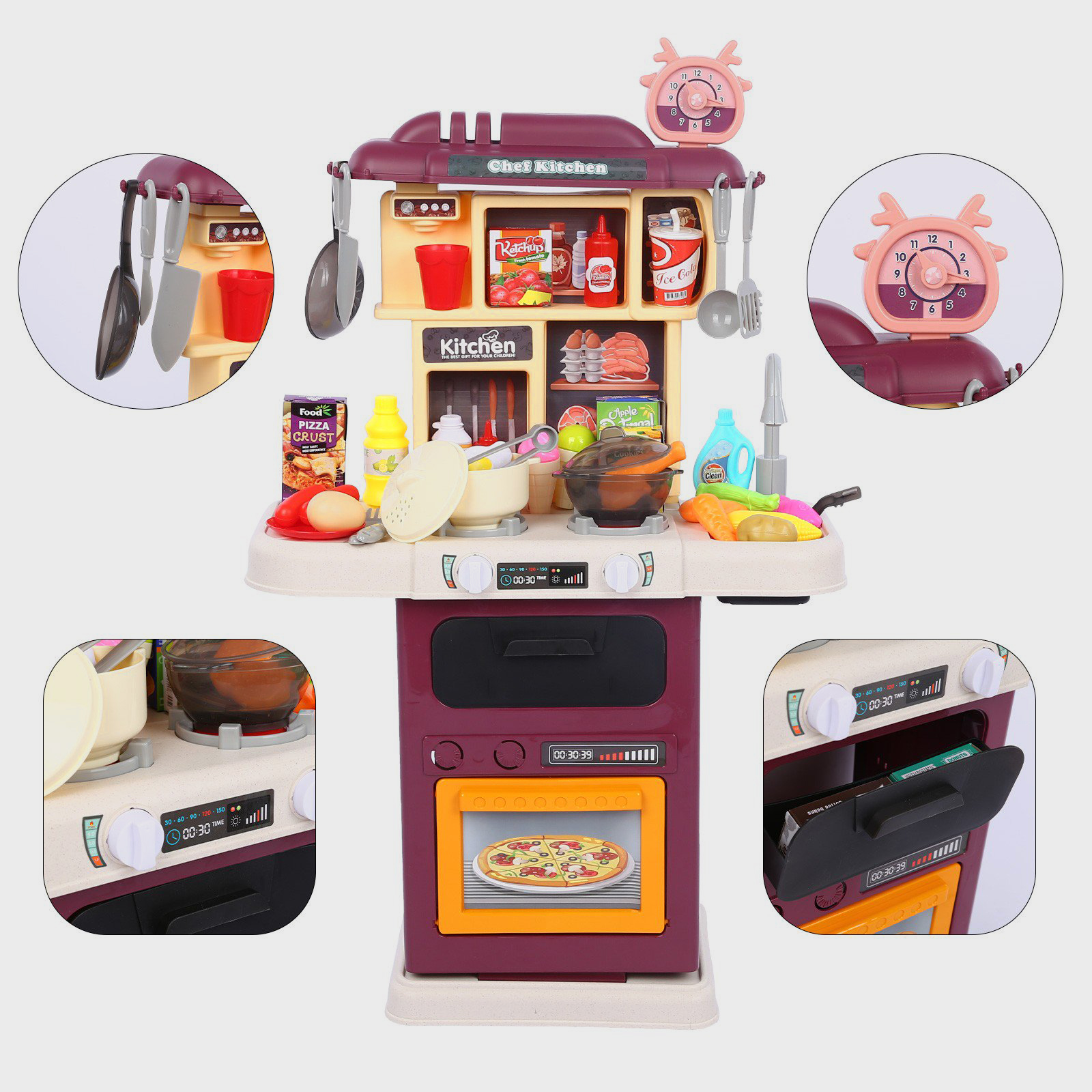 Kitchen Role-Play Set with Spraying & Run Water Function Plus- 64 Pieces