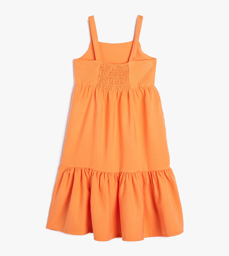 Buy Koton Solid Strappy Tiered Dress In Orange | 6thStreet Saudi Arabia
