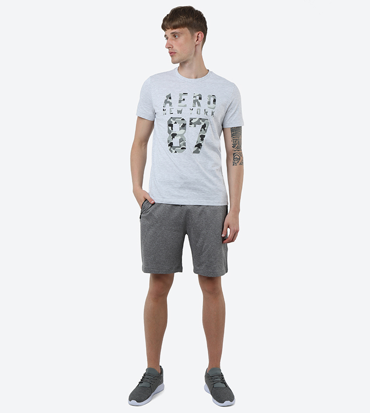 Melange Drawstring Waist Shorts