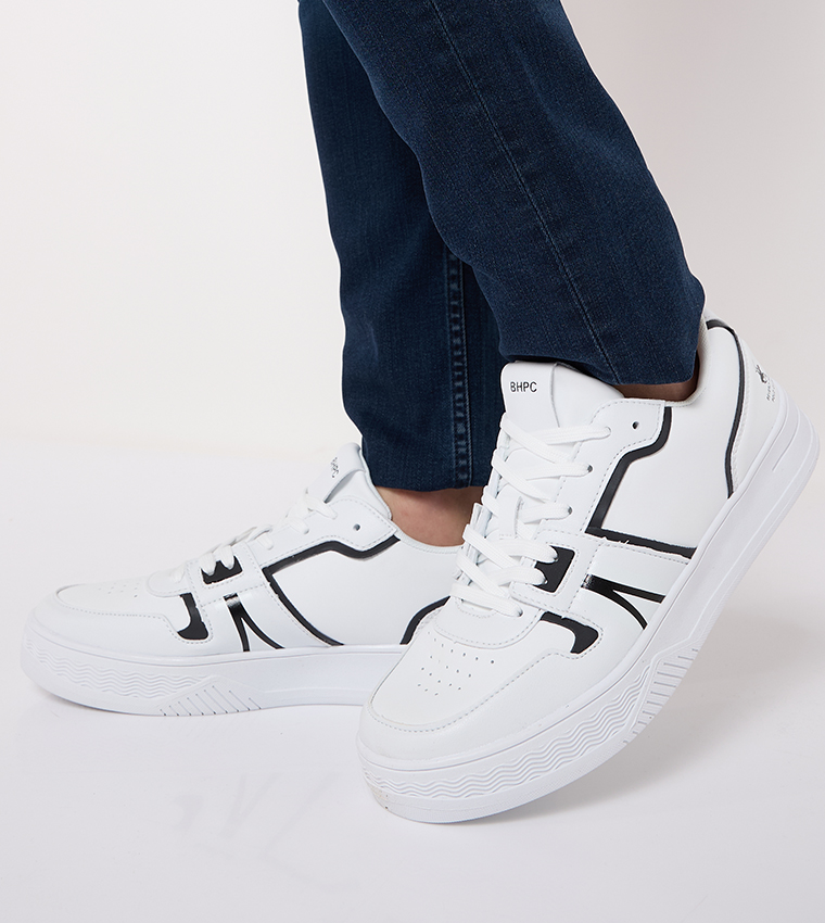 Contrast Trim Lace-Up Sneakers