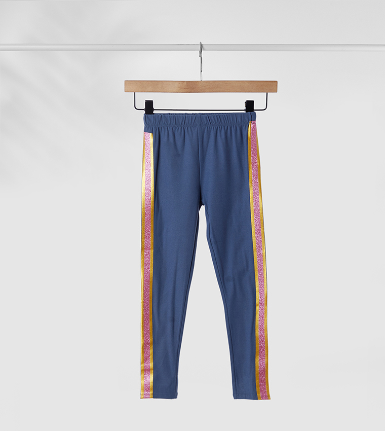 Printed Vintage Indigo 2 Pack Leggings Set-Blue