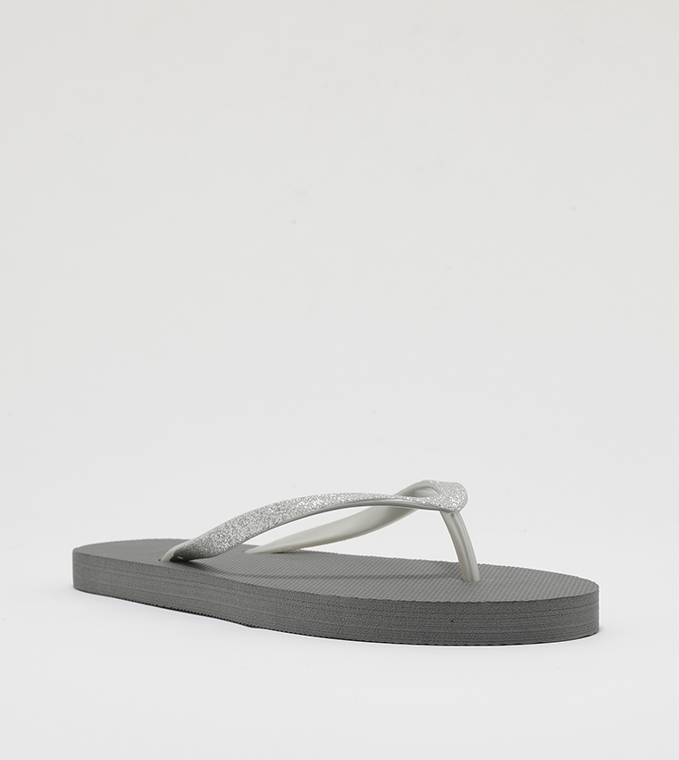 Buy Aeropostale Solid Basic Flip Flops In Grey | 6thStreet UAE