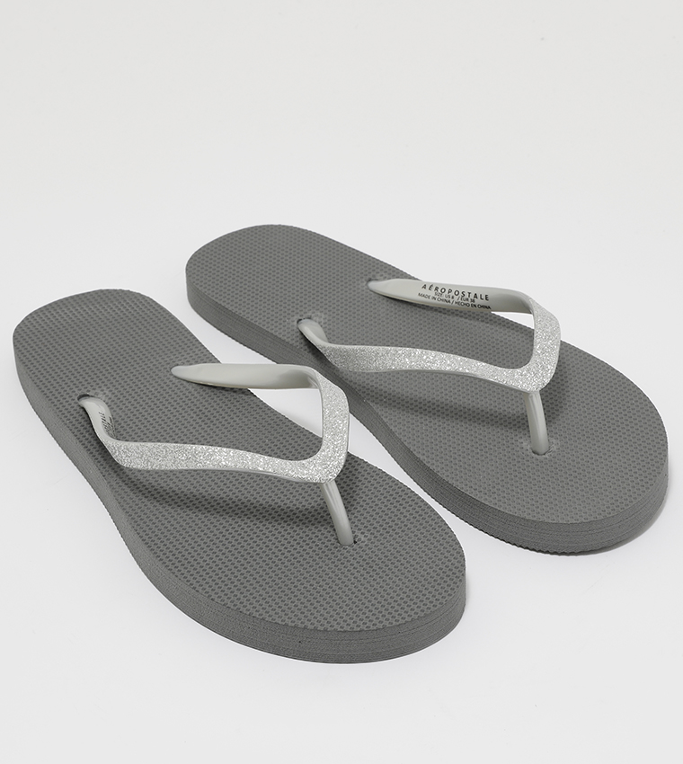 Buy Aeropostale Solid Basic Flip Flops In Grey | 6thStreet UAE