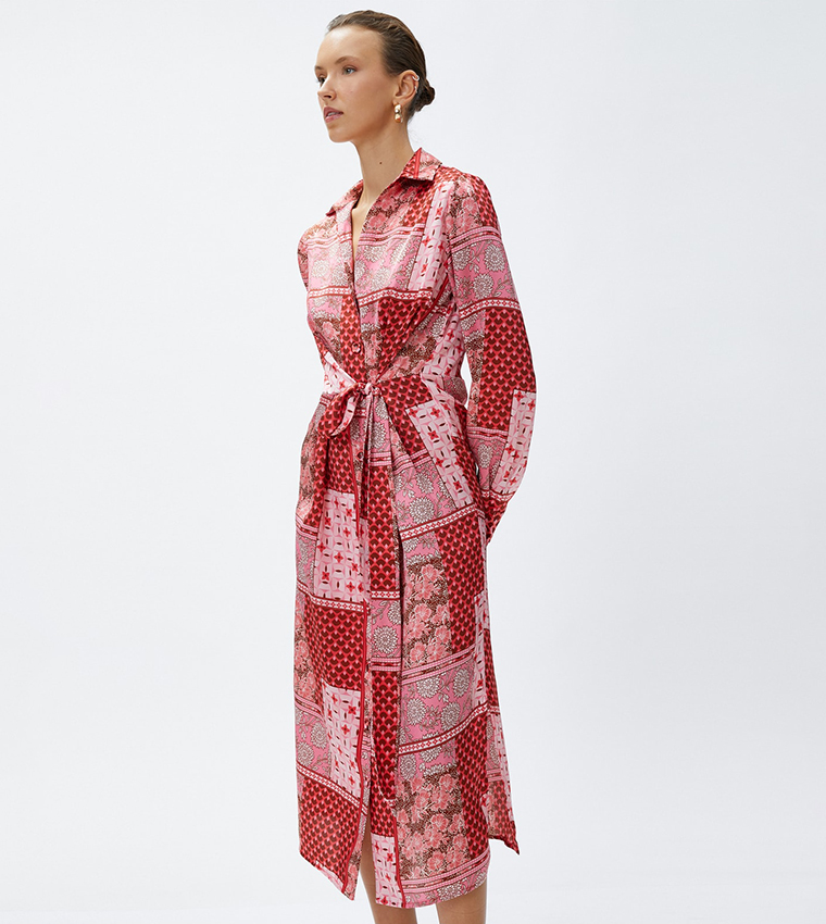 Buy Koton Patterned Long Sleeves Shirt Dress In Pink 6thStreet Qatar