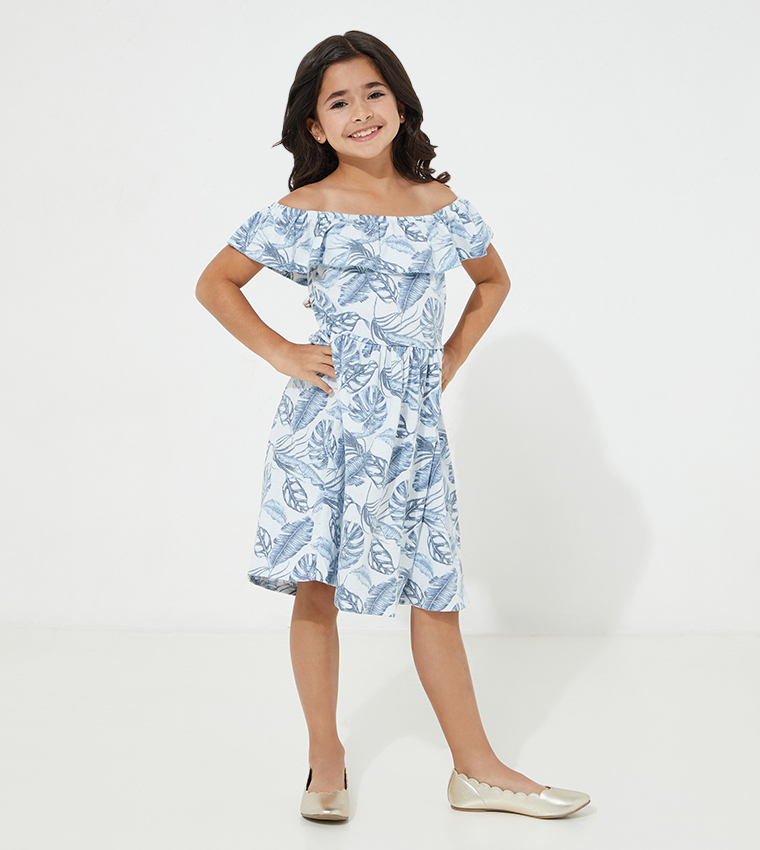 Buy Aeropostale All Over Printed Ruffle Dress In Blue 6thStreet UAE