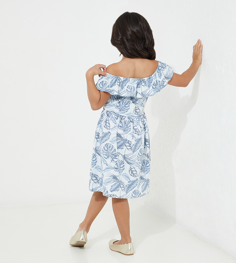 Buy Aeropostale All Over Printed Ruffle Dress In Blue 6thStreet UAE