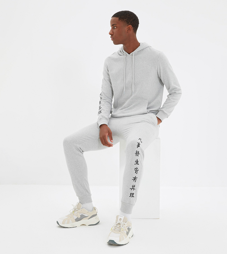 Embroidered Hooded Regular Fit Tracksuit Set