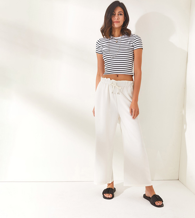 Linen Wide Leg Relaxed Fit Trousers