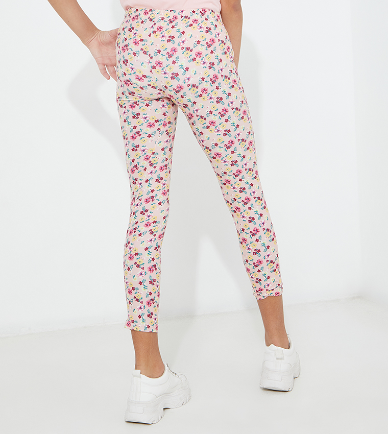 Aero Girl's Leggings set with Solid and All over Printed combo