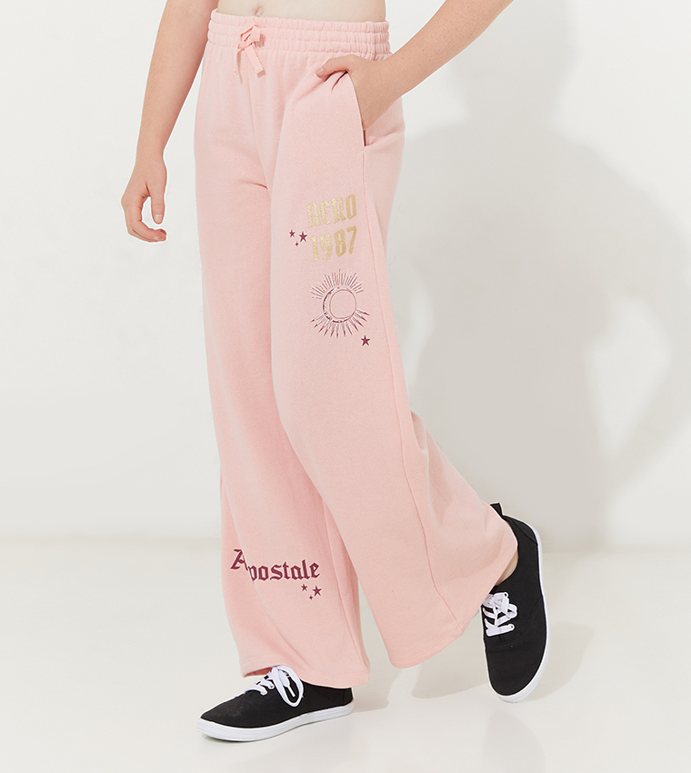 Buy Aeropostale Aero Girl's High Rise Flared Sweatpants In Pink