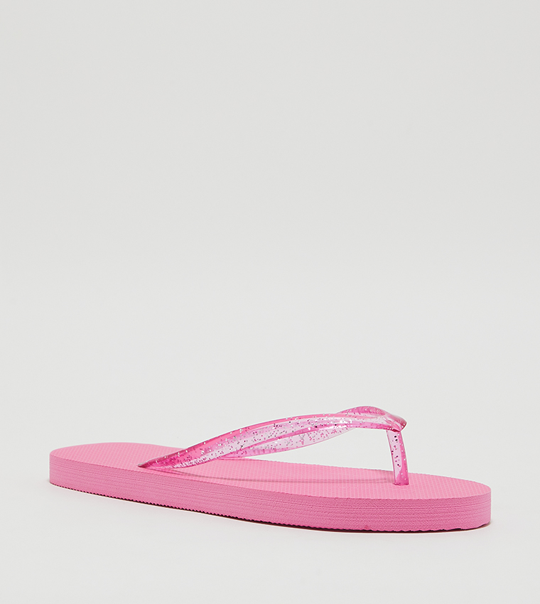 Aeropostale Girl's Glitter Jelly Strap Flip-Flops