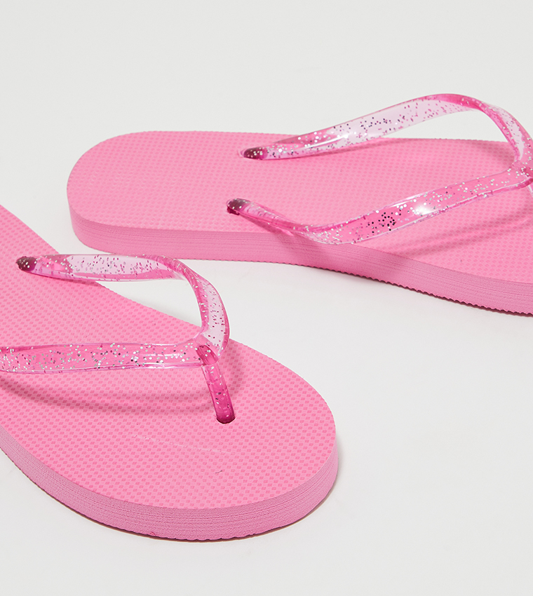 Aeropostale Girl's Glitter Jelly Strap Flip-Flops