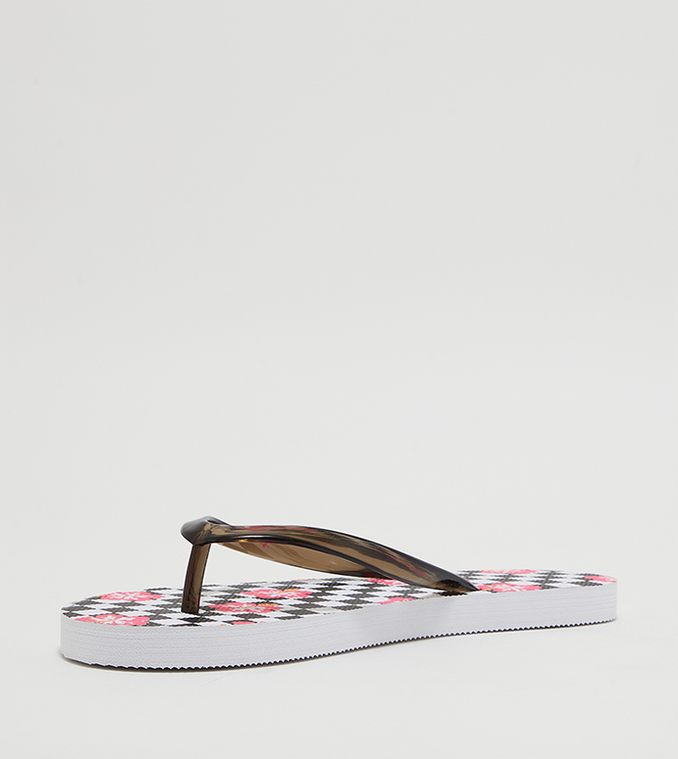 Aeropostale Girl's Hibiscus Checkered Flip-Flops