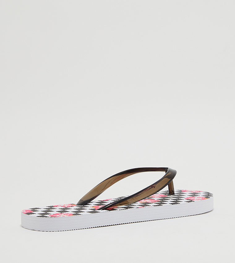 Aeropostale Girl's Hibiscus Checkered Flip-Flops