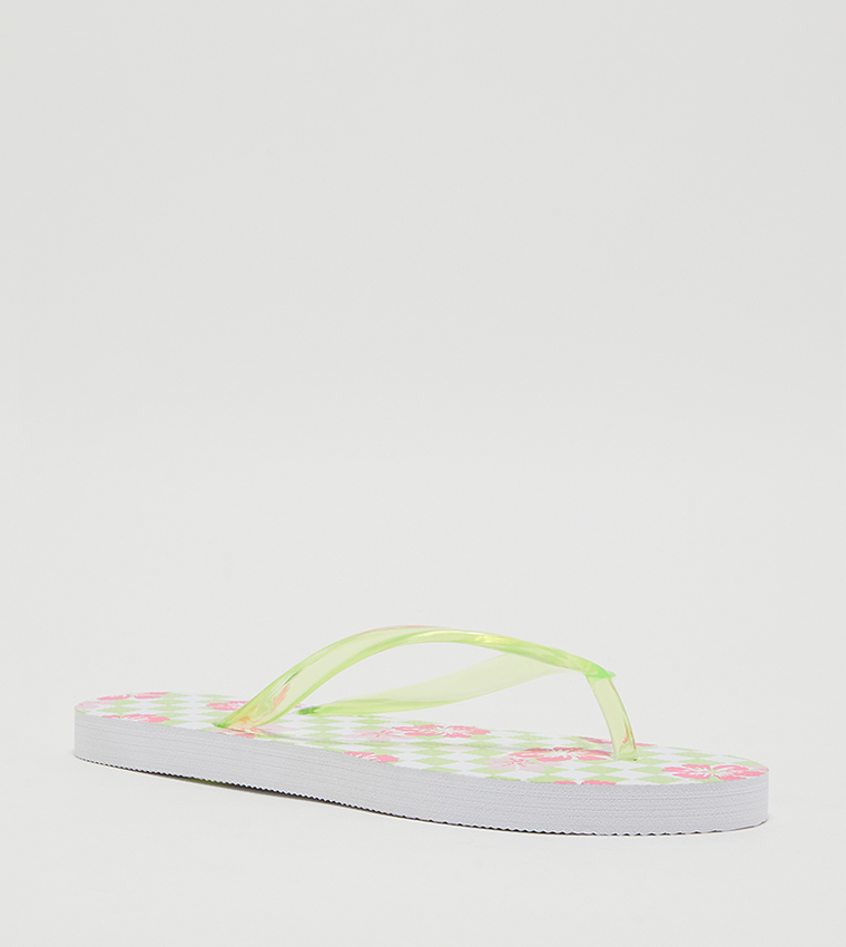 Aeropostale Girl's Hibiscus Checkered Flip-Flops
