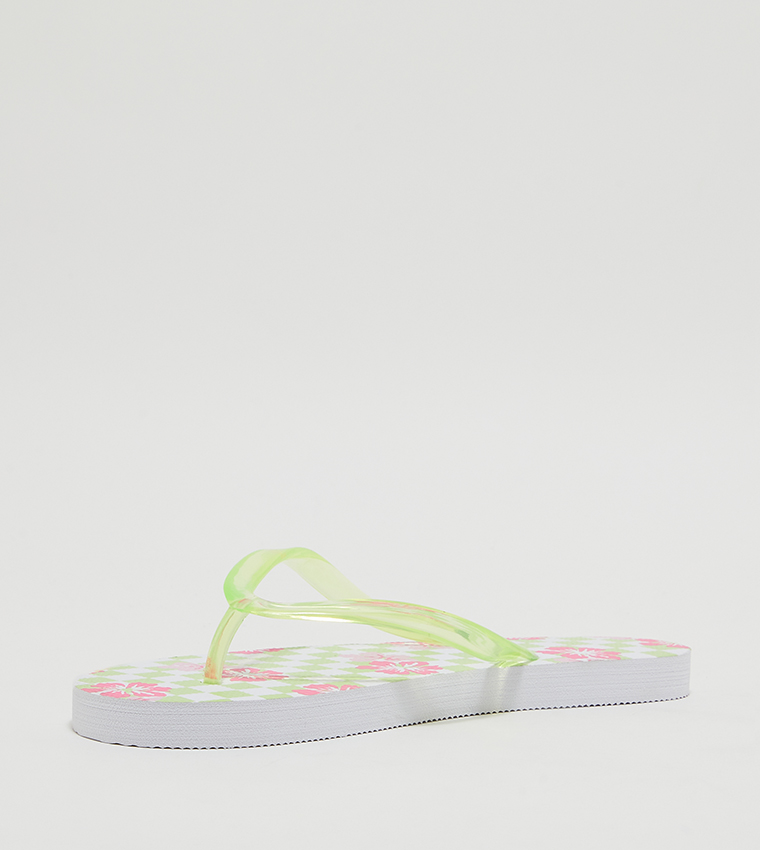 Aeropostale Girl's Hibiscus Checkered Flip-Flops