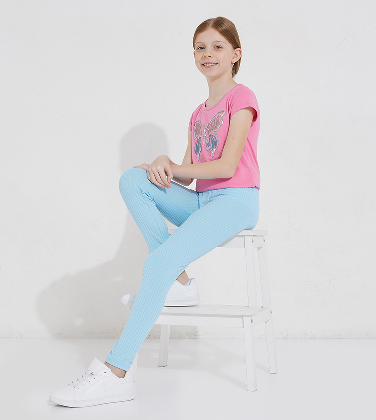 Pack of 2 Aero Girls Ribbed Knitted Pants