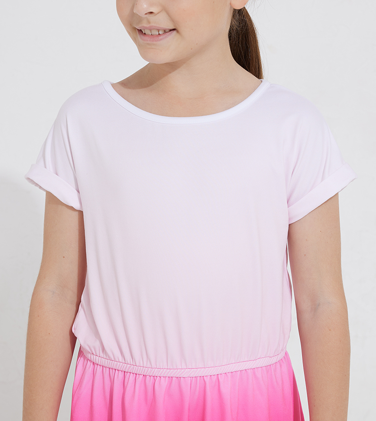 Aero Girl's Knitted Ombre Printed Romper