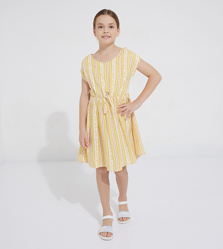Aero Girl's Patterned Tie Detail Dress