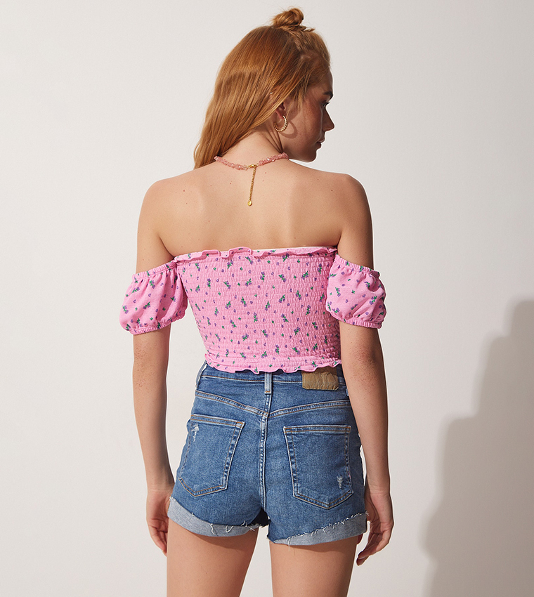 Shoulder Crop Tops Forever 21 Pink Off The Shoulder Top Buy