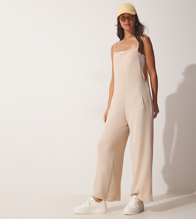 Solid Strappy Overalls