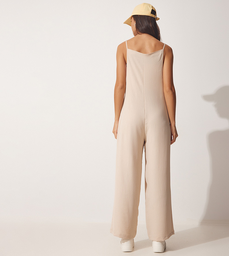 Solid Strappy Overalls