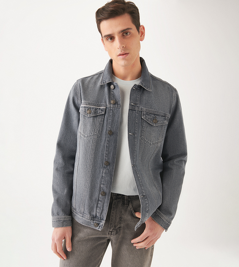 Buy Mavi Regular Fit Denim Jacket In Grey 6thStreet Bahrain