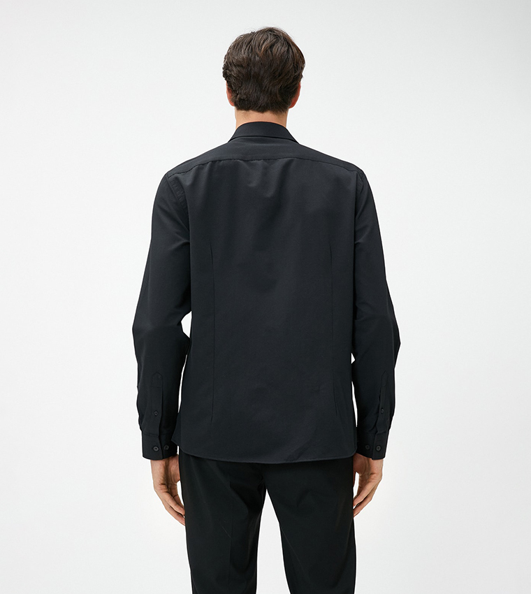 Buy Koton Solid Long Sleeves Shirt In Black | 6thStreet UAE
