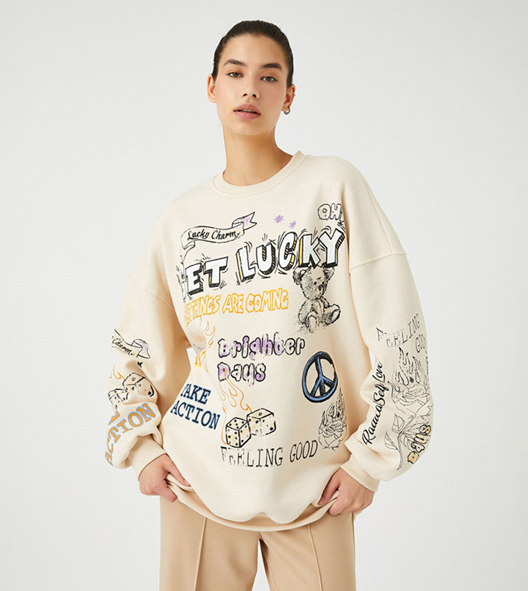 Oversized 2024 beige sweatshirt