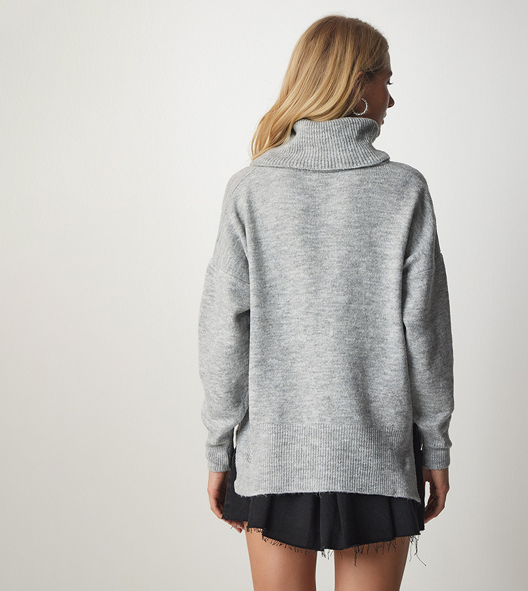 Oversized grey sale turtleneck sweater