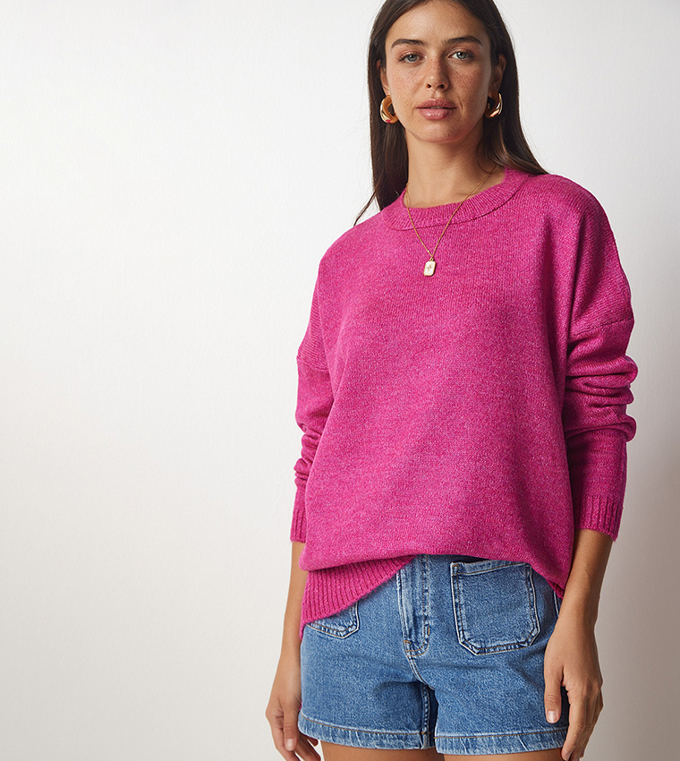 Pink oversized store crew neck