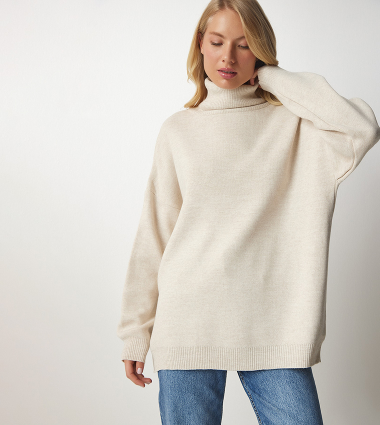 Oversized cream 2025 turtleneck sweater