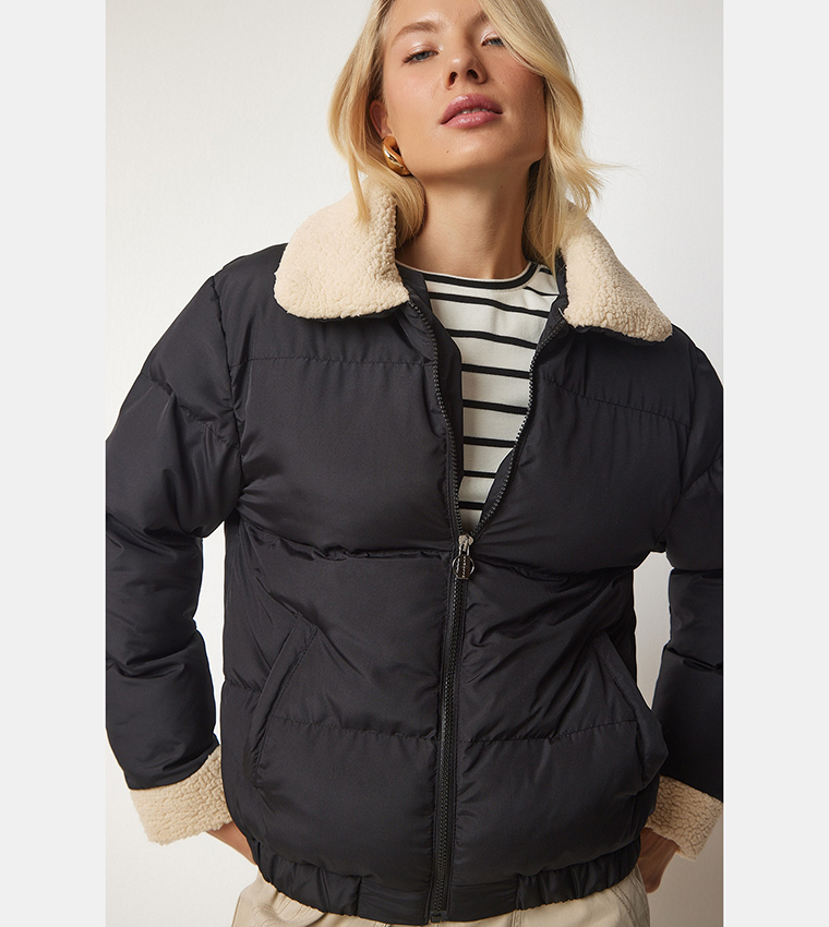 Sherpa collar shop puffer jacket