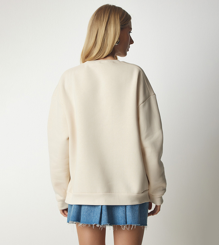 Zipper Detail Drop Shoulder Sweatshirt