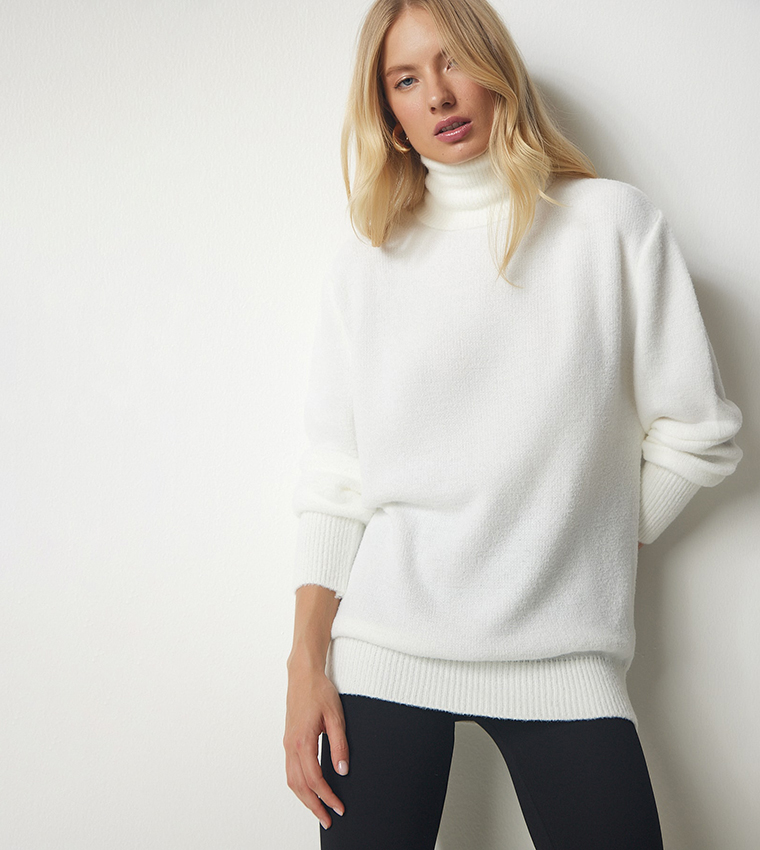 Ecru turtleneck deals sweater