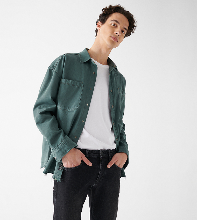 Buy Mavi Pocket Detail Denim Shirt In Green 6thStreet UAE