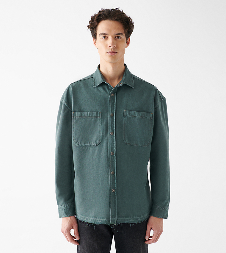 Green 2025 denim shirts